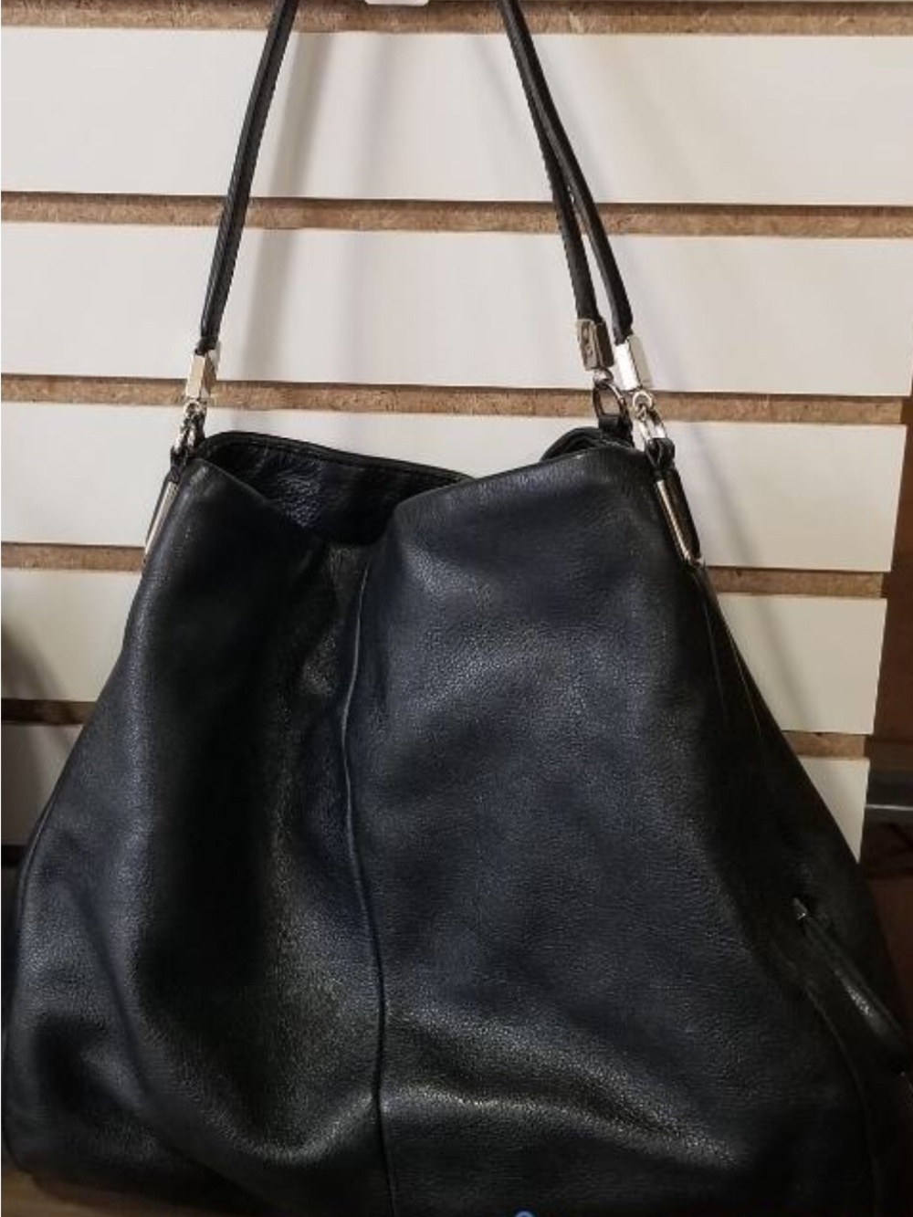 Coach Black Leather Shoulder Bag with Silver Hardware